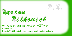 marton milkovich business card